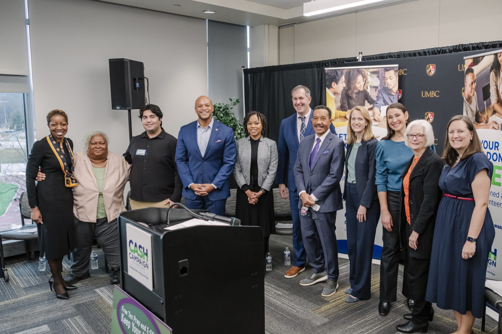 The UMBC VITA volunteer team gathered together at a CASH Campaign tax event.